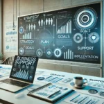 Dall·e 2025 01 24 20.29.21 A Professional And Visually Appealing Business Support Plan Concept. The Image Features A Modern Desk Setup With A Laptop Displaying Charts And Graphs (1)