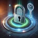 Dall·e 2025 01 25 19.35.00 A Sleek And Modern Passkey Illustration Representing Secure Digital Access. The Design Features A Glowing Biometric Fingerprint Scanner, A Shining Key