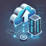 Dall·e 2025 01 25 19.42.33 A Modern Illustration Representing Data Backup. The Image Features A Cloud With An Arrow Pointing Upward, Symbolizing Cloud Storage, Connected To A Fu