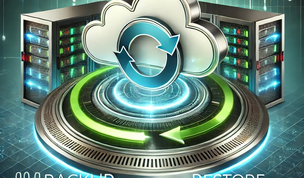 Dall·e 2025 01 25 19.46.36 A Conceptual Illustration Representing Backup And Restore Processes. The Image Features A Cloud With A Circular Arrow Around It, Symbolizing Data Cont