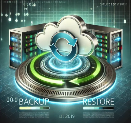 Dall·e 2025 01 25 19.46.36 A Conceptual Illustration Representing Backup And Restore Processes. The Image Features A Cloud With A Circular Arrow Around It, Symbolizing Data Cont