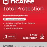 McAfee Total Protection 3-Device 2025 |15-Months |Antivirus, Secure VPN |Includes Security Software, Password Manager, Identity Monitoring | Digital download